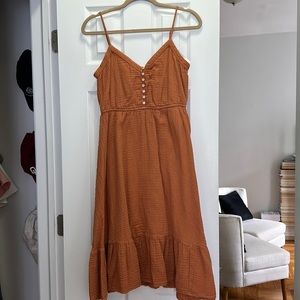 Burnt orange midi dress